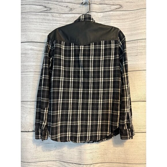 Current/Elliott Plaid Shirt With Faux Leather Accents Size 1/S - Picture 3 of 3